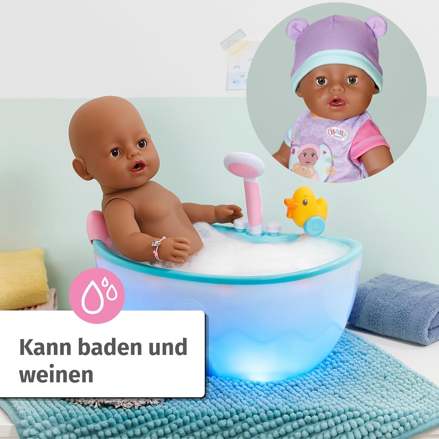 BABY Born Eva 43Cm, păpușă cu 10 funcții și accesorii, pentru copii de la 3 ani, funcționează fără baterie, păpușă mare 43Cm, 836408 Zapf Creation Papusi Naty Shop