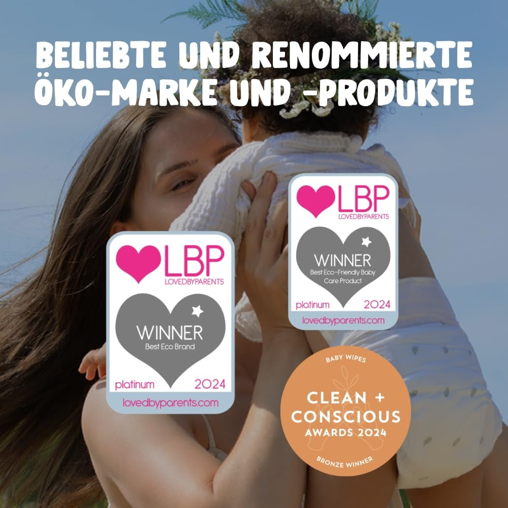 Șervețele umede Naty pentru bebeluși | 100% pe bază de plante și fără parfum pentru piele sensibilă | Șervețele fără plastic și certificate compostabile, cu 98% apă purificată | 672 de șervețele (12 pachete)