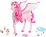 Barbie A Hidden Magic Pegasus - jucărie interactivă cu lumini și sunete, 10 accesorii, aripi curcubeu, pentru copii de la 3 ani, HLC41 Papusi Naty Shop Singur