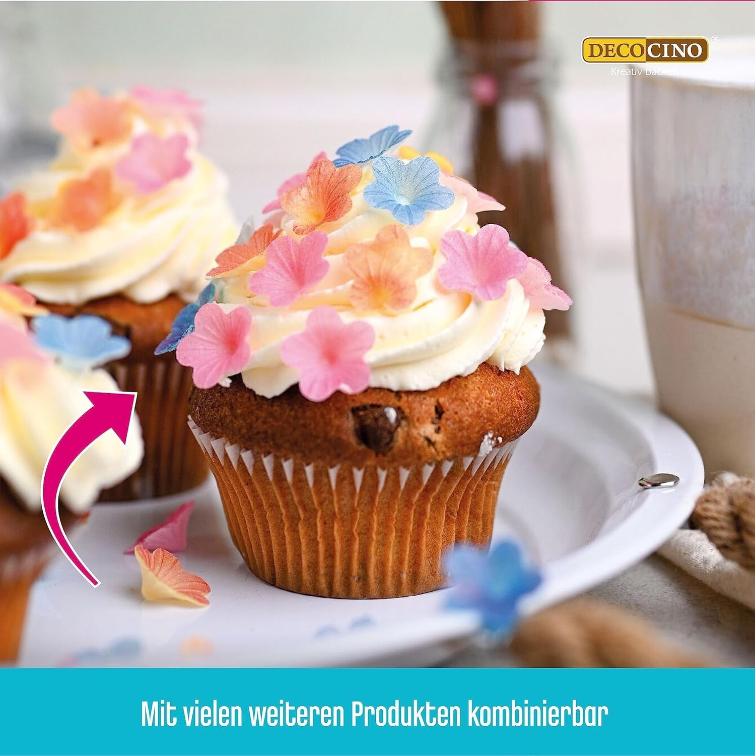 DECOCINO Oblaten-Blumen Pastell - Essbare Blüten Aus Esspapier, Ideal Zum Dekorieren Von Hochzeits-Torten, Geburtstags-Kuchen, Cupcakes Uvm. Glazuri si Decor Naty Shop