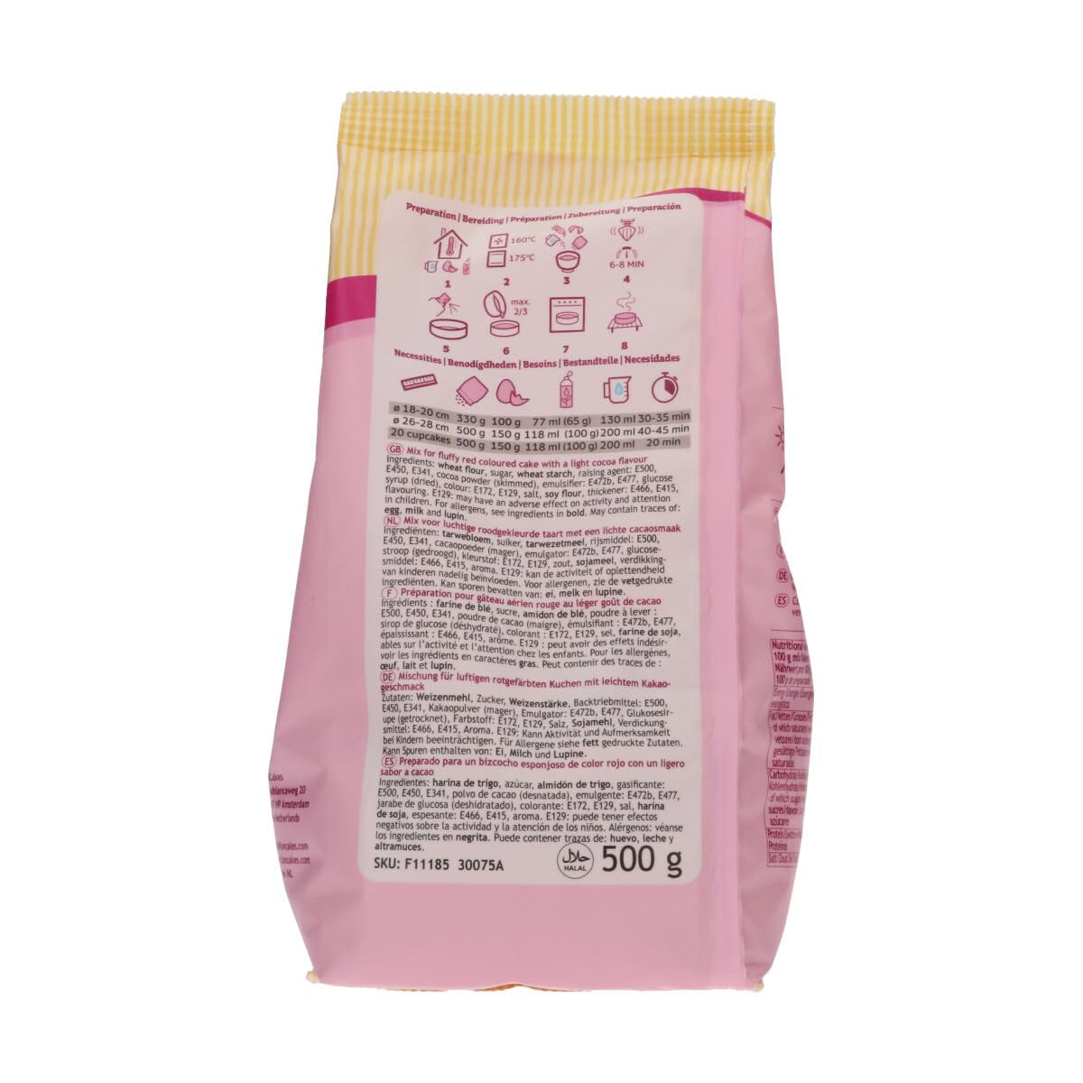 Funcakes Mix Für Red Velvet Cake: Einfach Zu Verwendender, Schön Weicher Und Flauschiger Kuchen Mit Leichtem Schokoladengeschmack, Auch Für Cupcakes Aus Rotem Samt Geeignet, Halal. 500 G. Amestec pentru copt si gatit Naty Shop
