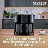 Aparat de cafea cu filtru SEVERIN Duo cu carafă termică, aparat de cafea pentru până la 16 cești, aparat de filtrare atractiv cu 2 carafe izolate, negru, KA 9315