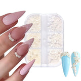 GZMAYUEN Nailart Perlen Micro Kaviar Für Nägel, 0.3-3Mm Goldene Silber Mini Kaviar Strasssteine, Weiß Beige Mini Nägel Perlen Mikroperlen Dekor Für Nägel