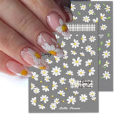 5D în relief alb margarete autocolante unghii flori autocolante unghii flori folie autoadezive autocolante unghii arta autocolante unghii margarete decorare unghii accesorii design flori autocolante unghii arta