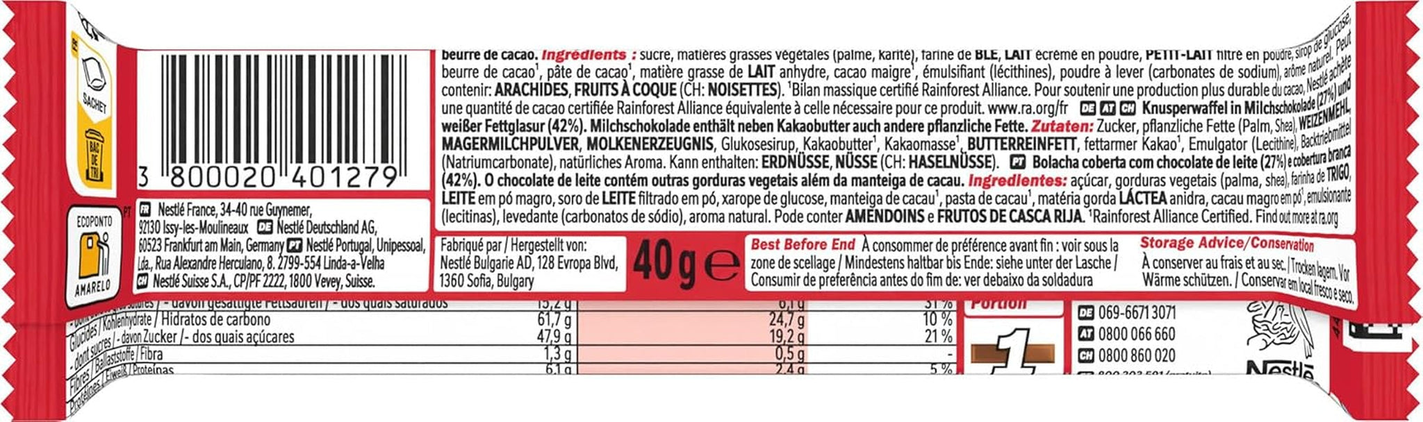 Nestlé Chunky Funky, napolitană crocantă în ciocolată cu lapte, pachet de 24 (24 x 40g)