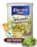 Mazăre verde prăjită Khao Shong cu wasabi, mazăre crocantă într-un aluat picant, o alternativă cu conținut scăzut de grăsimi la nuci, iuțeală medie, 1 conservă de 140 g | 140 g (1 pachet)