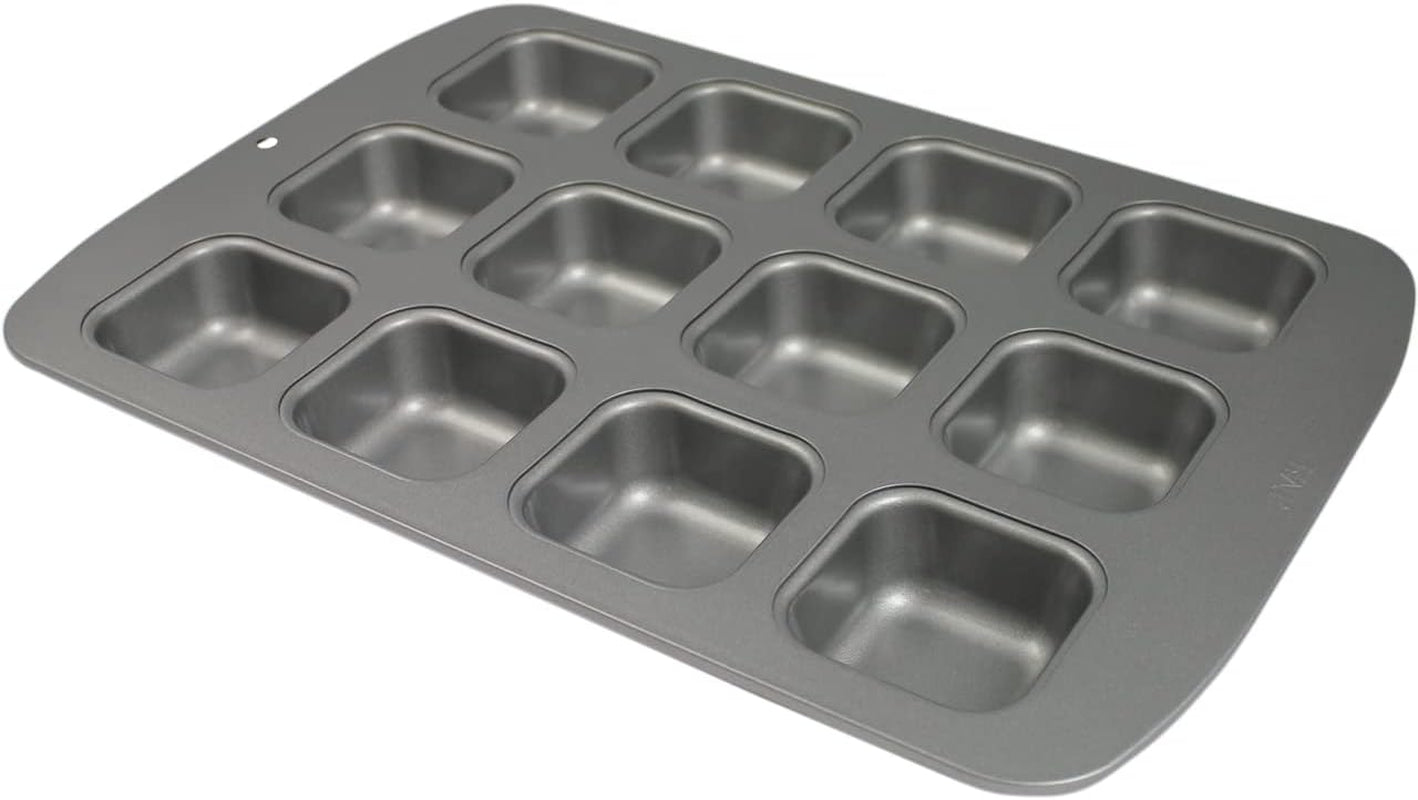 CSB106 Quadratische Antihaftbeschichtete Backform Mit 12 Minilöchern Aus Karbonstahl, Edelstahl, Silver, 37.3 X 26.1 X 3.1 Cm Matrite si tavi pentru copt Naty Shop