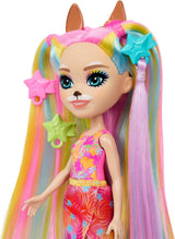 Păpuși Enchantimals, păpușă cu păr Sunshine Beach Deluxe și prieten animal, păpușă mică cu fustă detașabilă și accesorii, cadouri pentru copii, HTJ70 Papusi Naty Shop
