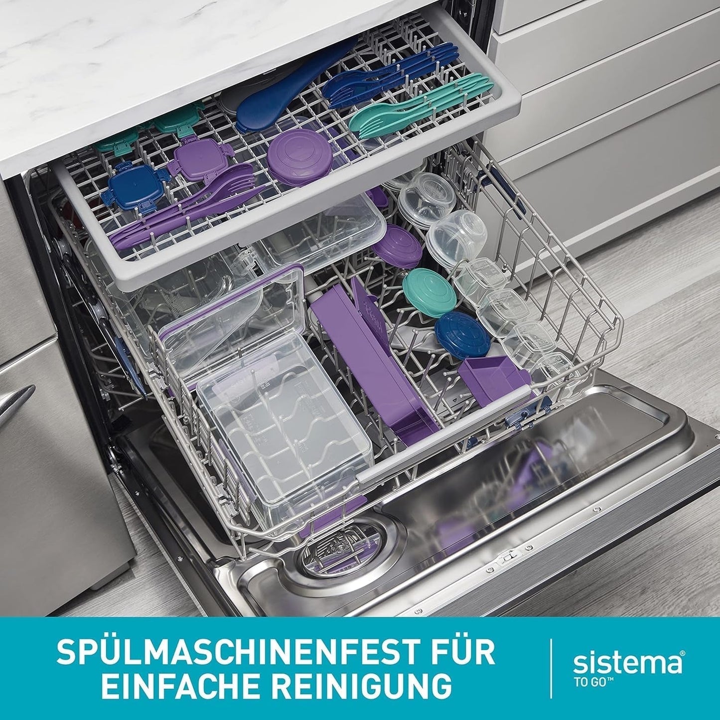 Sistema Bento Box TO GO lunch box cu compartimente | 1.25 L lunch box cu recipient pentru iaurt/fructe | pentru copii și adulți l | BPA-free | Minty Teal [21685-8T], verde mentă Cutii depozitare alimente Naty Shop