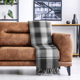 Frisco throw, Bumbac reciclat, Tradițional, Cu carouri, Pentru scaun, canapea, canapea, arunca, pătură, Antracit, 127 X 152 Cm Paturi si Cuverturi Emma Barclay