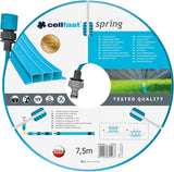Furtun de irigații Cellfast SPRING, furtun de irigații cu trei canale și conectori completi, fabricat din fire de înaltă calitate, rezistent la UV, 15 m, 1/2 inch, 19-022, multicolor, 38x38x8 cm