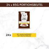 Hrană umedă pentru pisici Gourmet A la Carte cu pui, spanac și perle de paste, pachet de 26 (26 x 85g)