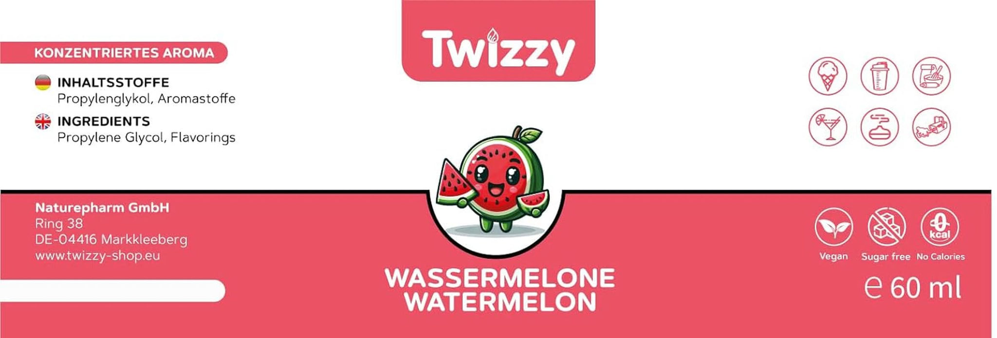 Twizzy Pepene Rosu,Food Flavouring - 60 ml - Aromă intensă Arome Naty Shop