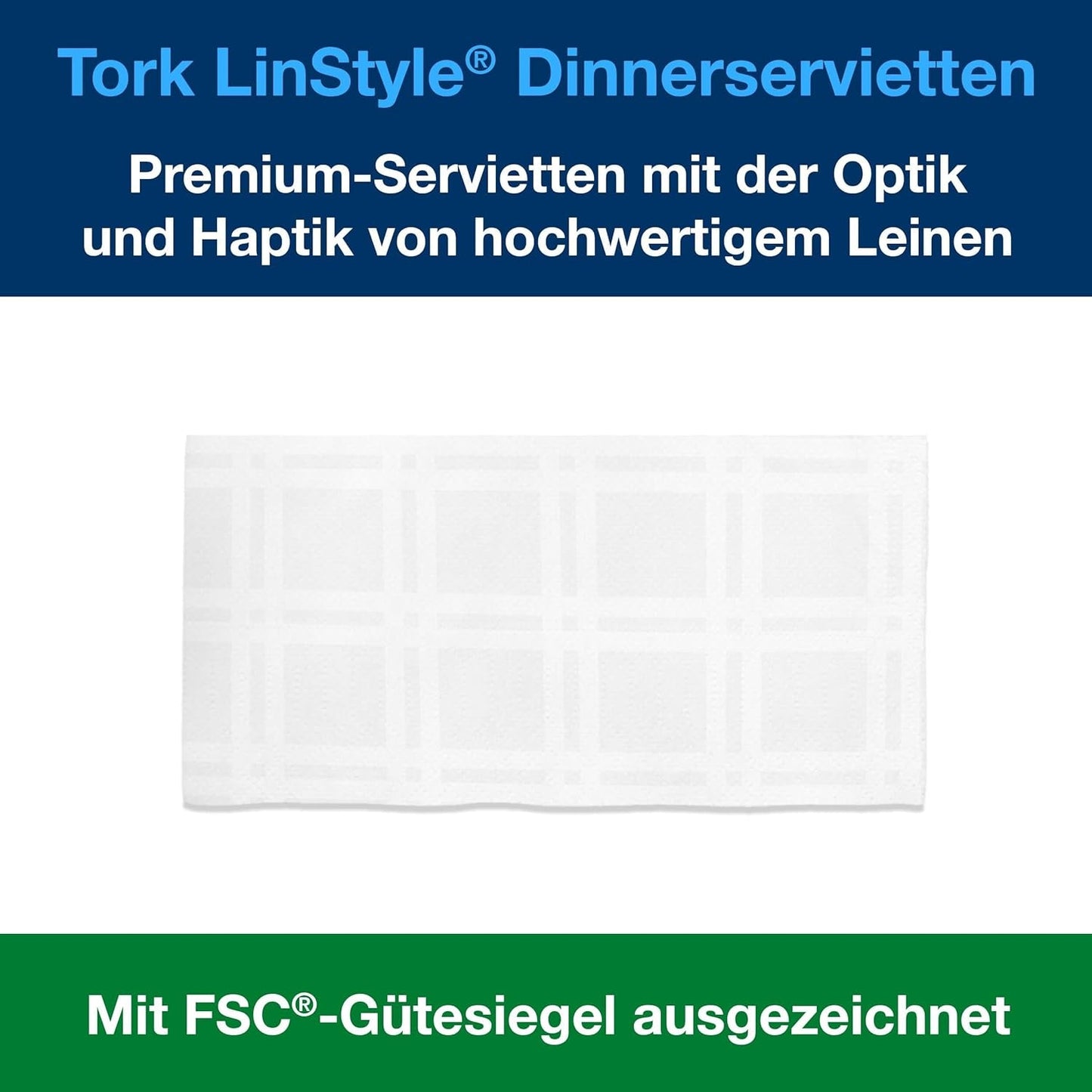 Șervețele de masă Tork Linstyle albe, 1/4 pliere, 19,5 × 19,5 cm, 14 נ50 șervețele, 509410