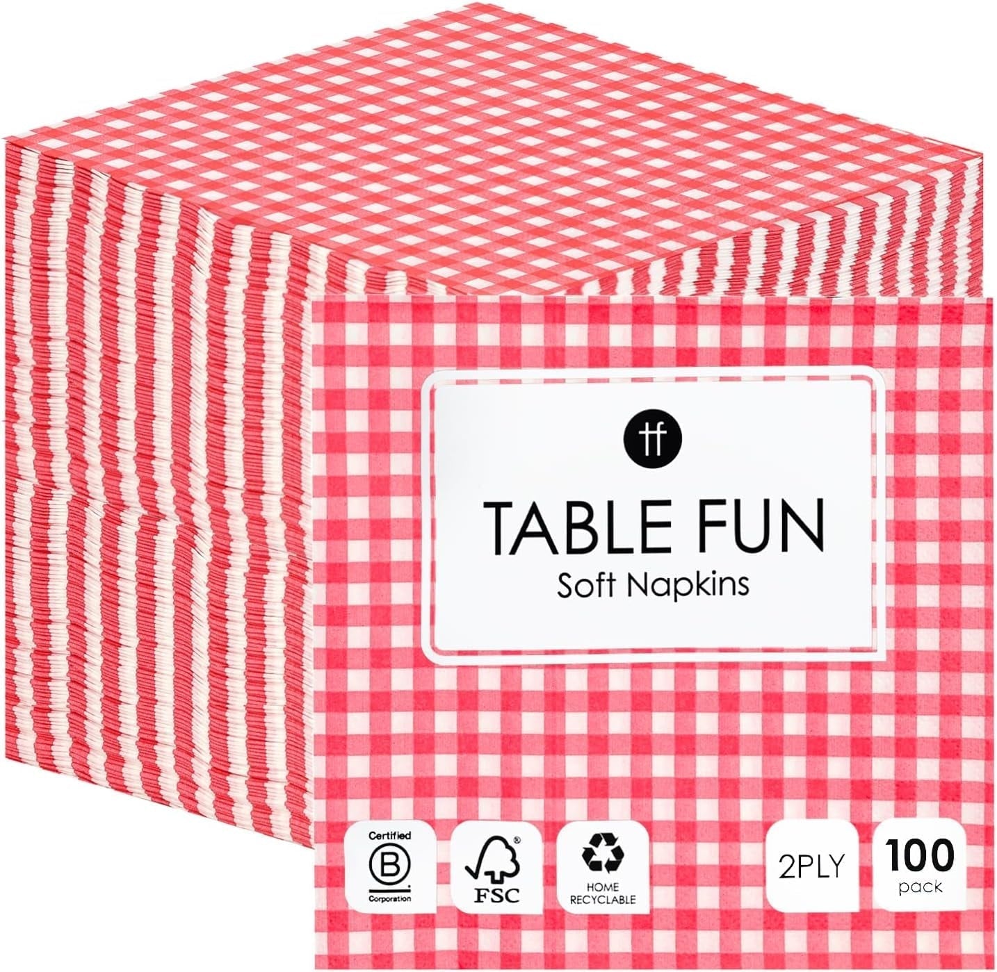 Talking Tables 100 X Bulk Pack Șervețele din hârtie moale cu model roșu, șervețele de unică folosință pentru zile de naștere, nunți, servicii la masă, Crăciun, catering, fabricate în UE, 2 straturi, 33 cm