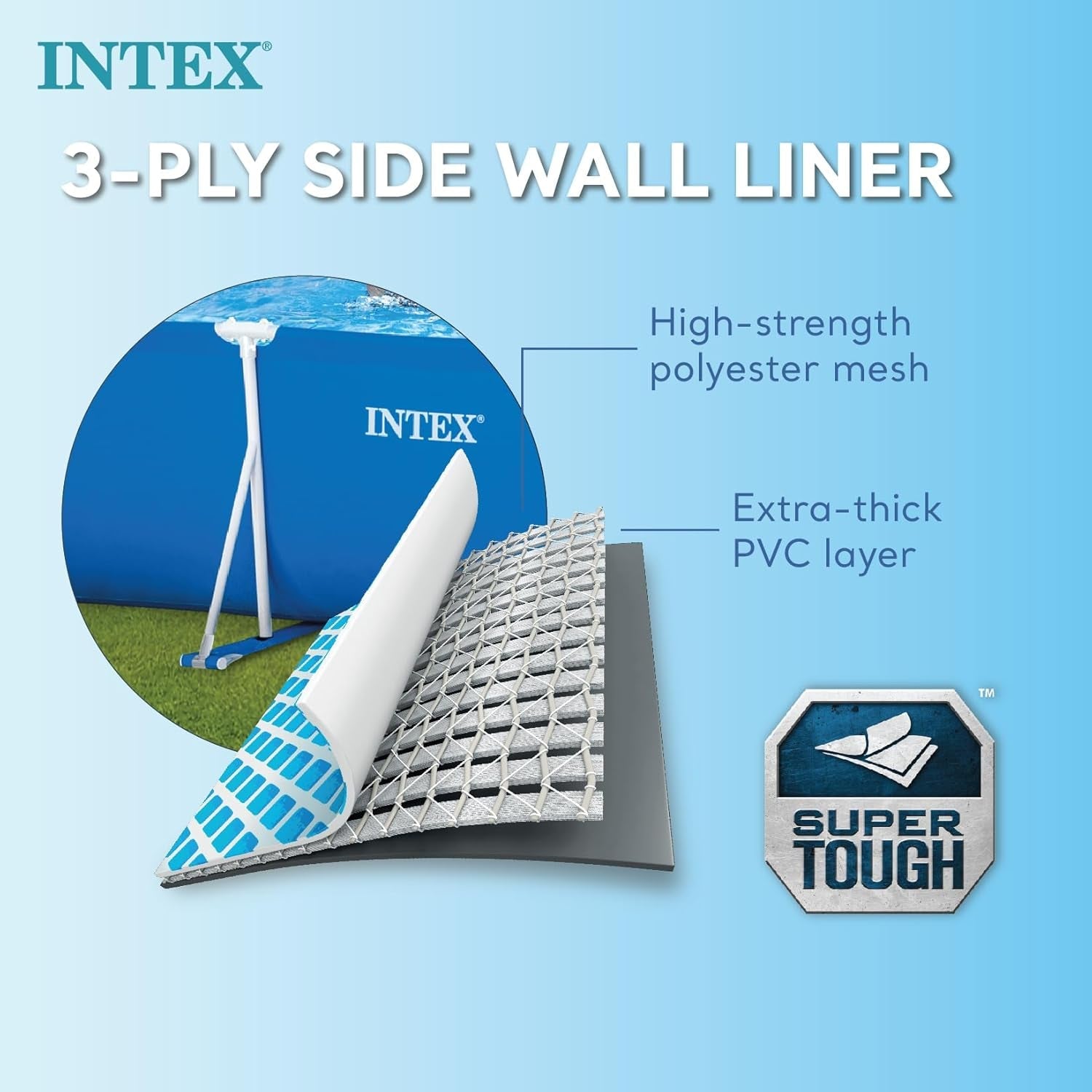 Intex 28271NP - Piscină supraterană dreptunghiulară cu cadru, 2282 L, oțel și PVC, albastră, 260x160x65 cm