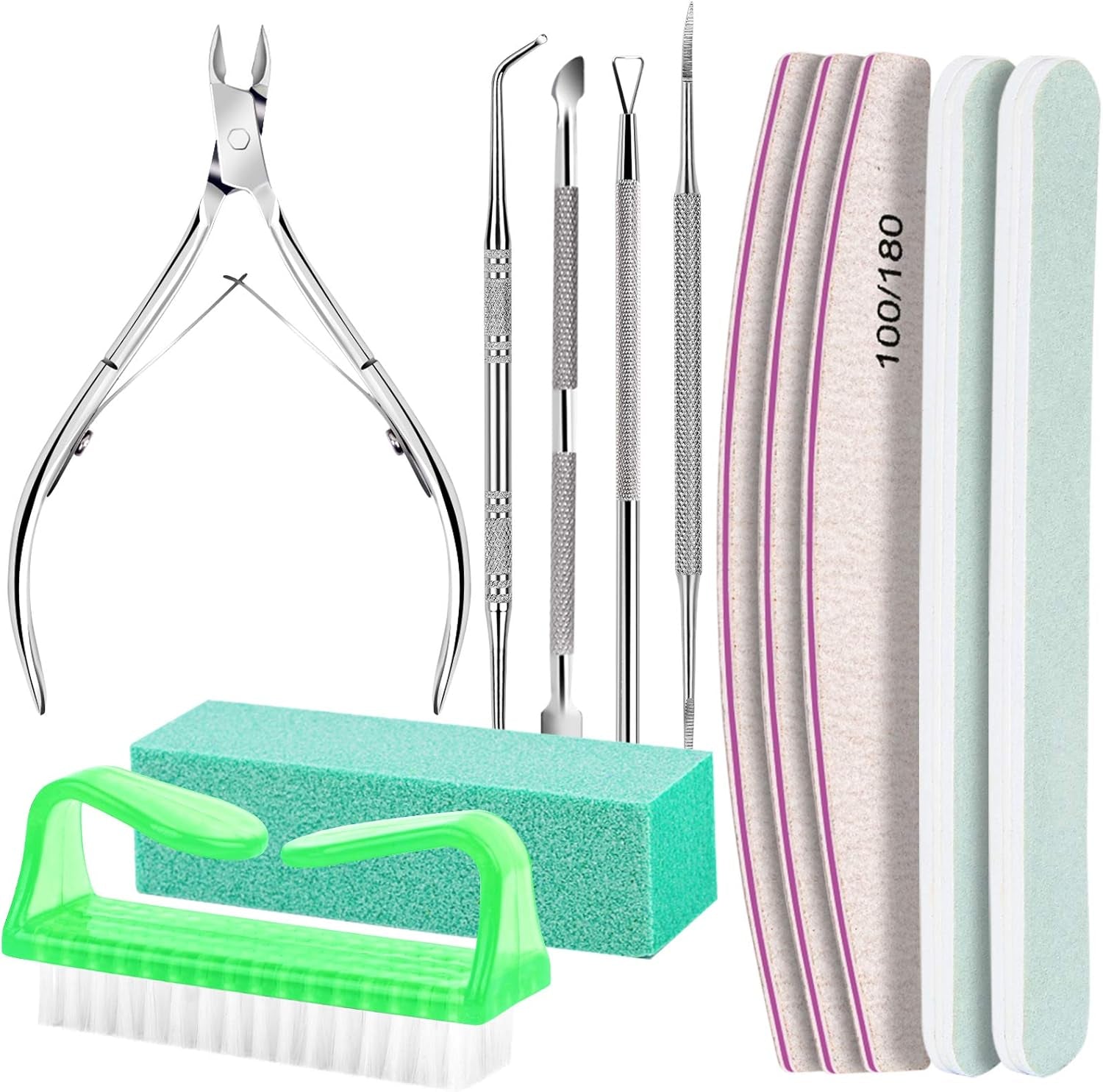 FANDAMEI Maniküre Set, Buffer Für Nägel, Nagelfeile 100/180, Nagelfeilen Für Gelnägel, Nagelhautschieber, Buffer Für Gelnägel, Feilen Für Gelnägel, Nagelzange, Nagelfeilen Set, Maniküre & Pediküre Set