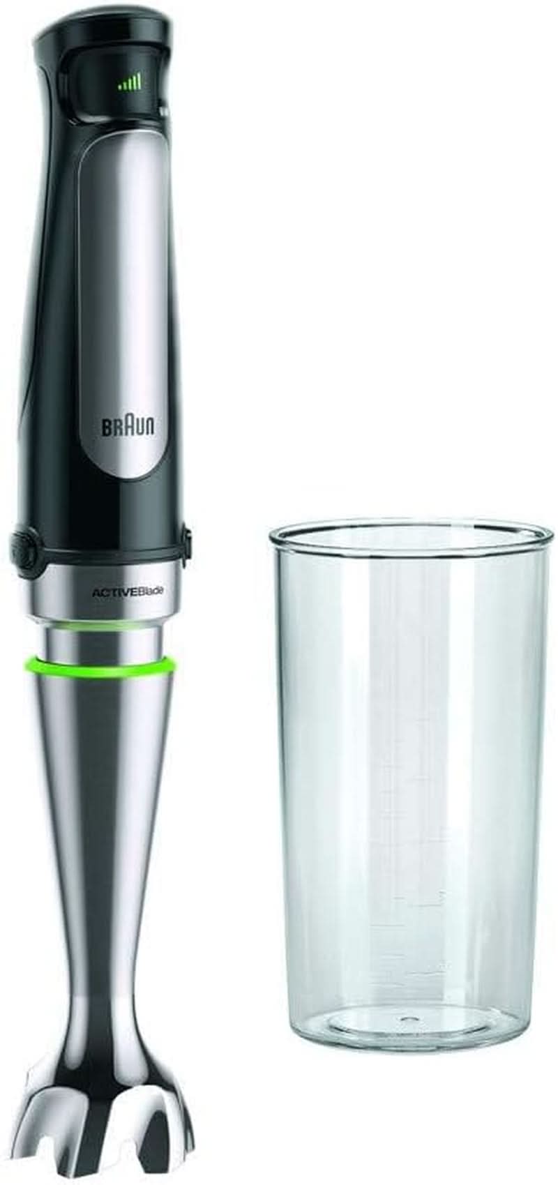 Braun Multiquick 7 MQ 7035X Stabmixer - Pürierstab Mit Abnehmbarem Edelstahl Mixfuß Mit Activeblade Technologie Zum Pürieren Der Härtesten Zutaten, Inkl. 3-Teiliges Zubehör Set, 1000 Watt, Schwarz Bucatarie Naty Shop Schwarz Inkl. Mix- Messbecher