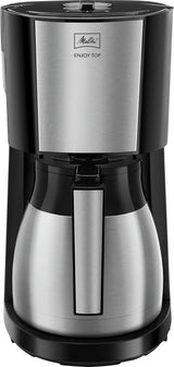 Melitta Enjoy Top Therm – Espressor cu filtru și carafă termică din oțel inoxidabil, pentru până la 10 cești de cafea, negru/oțel inoxidabil