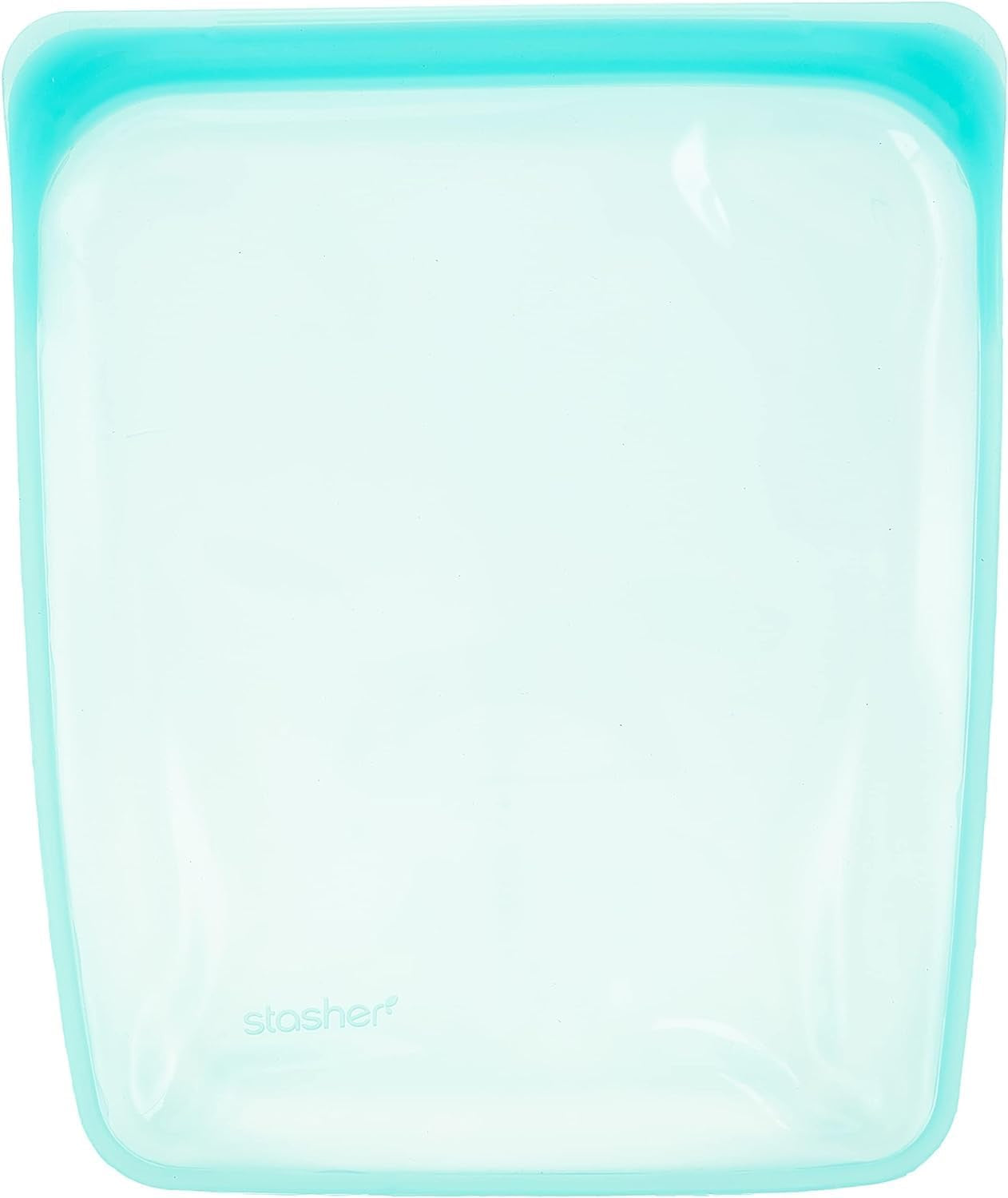 Stasher Bag Premium silicon sac reutilizabil pentru alimente, jumătate de galon, albastru, durabil, cuptor, mașină de spălat vase și congelator sigur, ecologic, sac de prânz, pentru prepararea alimentelor, 1893ml Cutii depozitare alimente Naty Shop Aqua