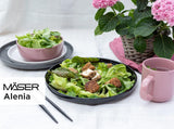 MÄSER 934005 Seria Alenia, Set de veselă pentru 4 persoane în design scandinav modern, Set combinat ceramic cu 16 piese în roz, Gresie