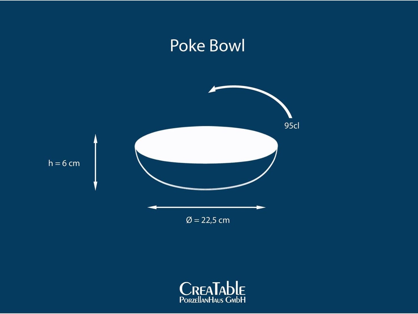 Creatable, 21683, Serie Nature Collection Water, 4-teiliges Geschirrset für 4 Personen, Poke Bowl aus Steinzeug, spülmaschinen- und mikrowellengeeignet, Qualitätsproduktion