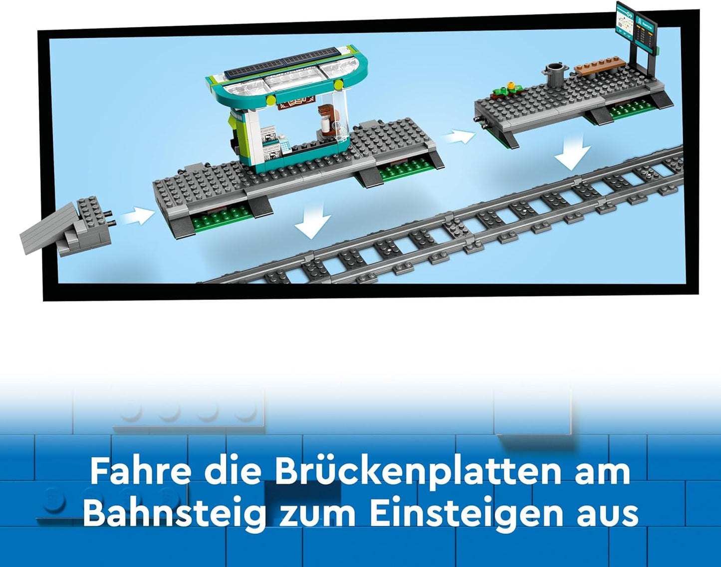 Tramvai LEGO City cu stație, idee de cadou pentru fanii jucăriilor cu vehicule de la 7 ani, cu 6 minifigurine și un câine ghid pentru jocuri de rol, jucărie de construcție 60423 Seturi de constructie Besuche den LEGO-Store