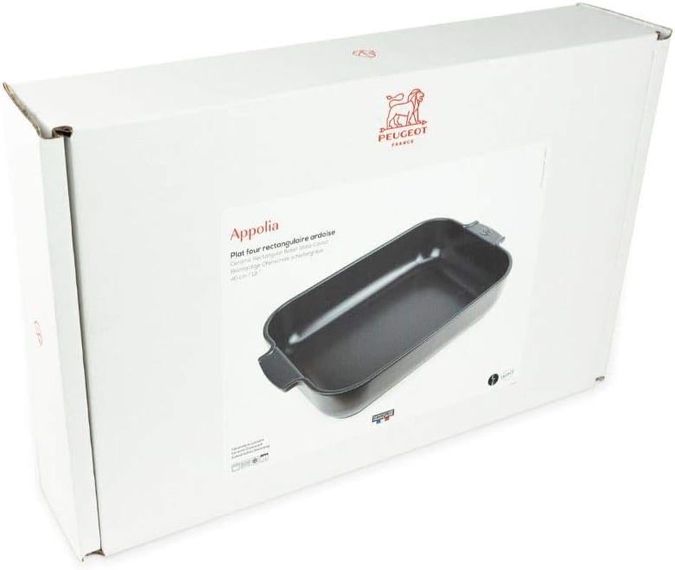 Peugeot Appolia Rechteckige Auflaufform Mit Griffen, Keramik, Schiefer / Grau, 8,3X40,5X27,2 Cm, Fassungsvermögen: Ca. 4 L, 60022 Matrite si tavi pentru copt Naty Shop