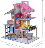 Casă de păpuși din lemn pentru copii Olivia's Little World 360, păpuși de 8,9 cm și 12 accesorii, multicoloră, TD-13260C