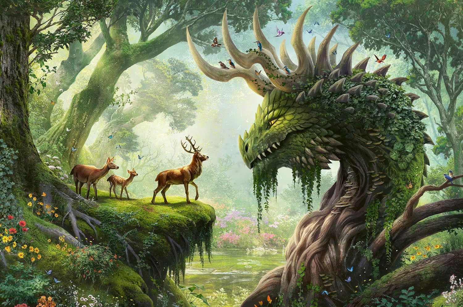 Ravensburger Puzzle 12000808 - Dragonul pădurii se trezește - puzzle jigsaw de 3000 de piese pentru adulți cu vârsta de peste 14 ani Puzzle Naty Shop Titlu implicit
