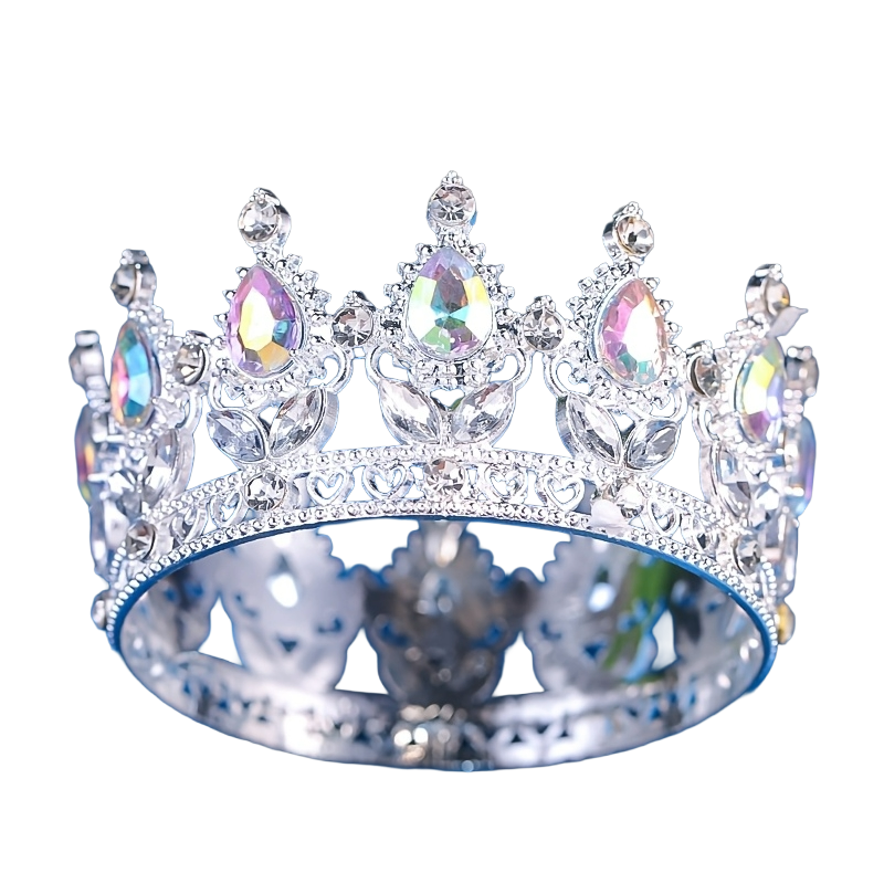 Regal Coronita Argintie Din Metal Cu Pietre - Decor Elegant Pentru Torturi La Nunti Botezuri Si Evenimente