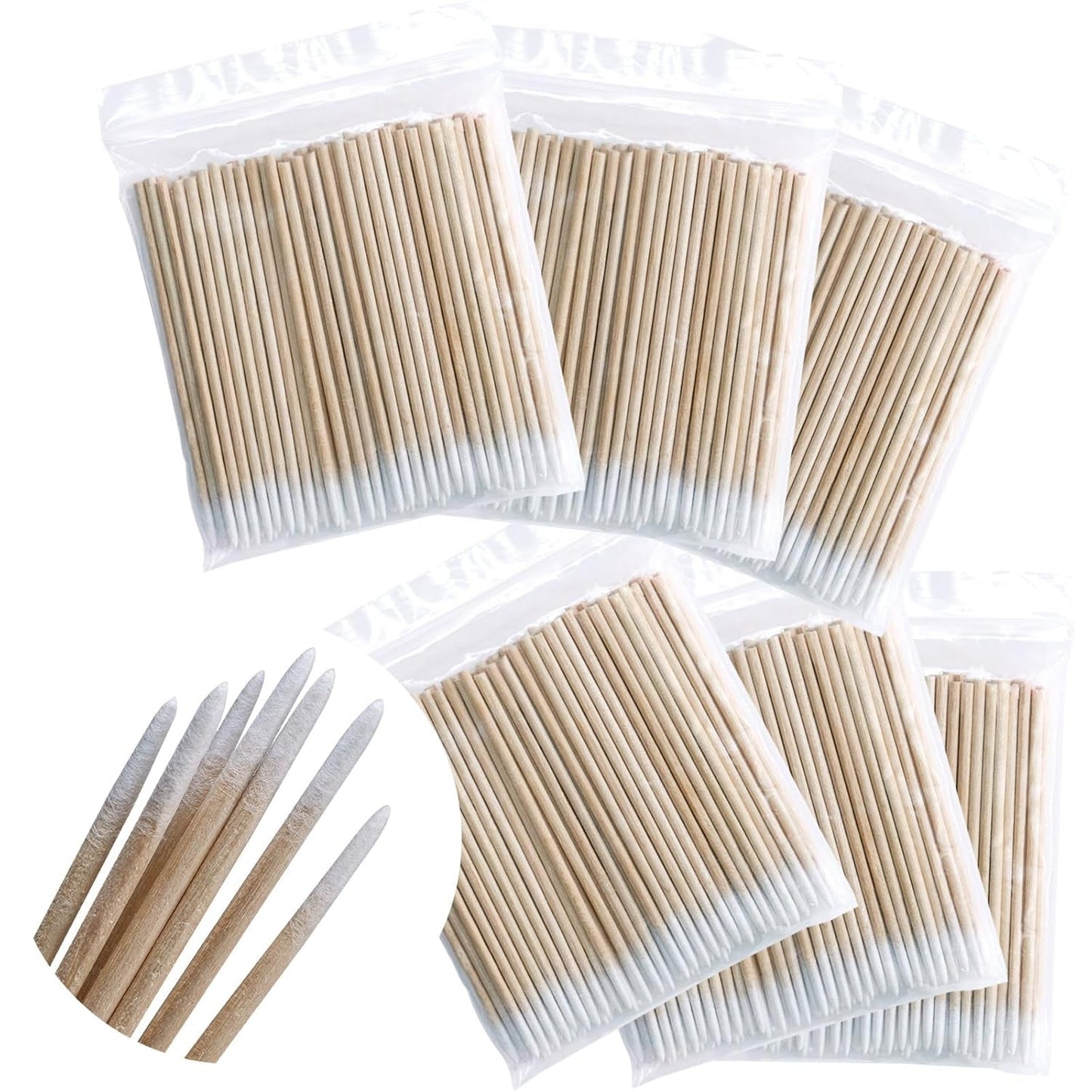 600 Stück Wattestäbchen Holz Spitz,Reinigungsstäbchen,Microbrush Stäbchen Wattestäbchen Für Tattoo,Augenbrauen,Beauty,Lippenstift,Wimpern, Make-Up,Nagel Zubehör,Augenbrauen Tattoo