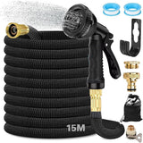 Furtun de grădină flexibil și extensibil de 15 m, furtun flexibil de apă cu 8 funcții de pulverizare, furtun flexibil de la 1/2 inch la 3/4 inch, furtun de grădină, pentru udarea grădinii, spălarea mașinii, spălarea și udarea apei