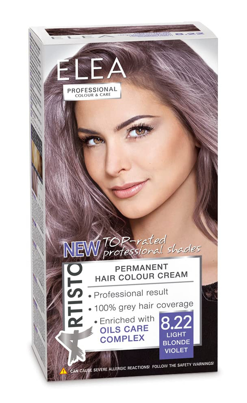 Culoarea permanentă a părului Color & Care 120ml, rezultat profesional, acoperirea părului gri, îmbogățită cu complexe de îngrijire a uleiurilor-Culoarea părului de lungă durată (10.1 Super blond deschis cenușă) Vopsea pentru par Naty Shop 8.22 Blond deschis violet
