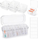Set de cutii pentru depozitarea unghiilor INMORVEN – 14 cutii transparente pentru unghii + 1 cutie mare și 60 de discuri adezive – Ideal pentru depozitarea unghiilor false, accesoriilor pentru unghii cu gel și ojei (14 bucăți într-un singur strat)