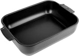 Peugeot Appolia Rechteckige Auflaufform Mit Griffen, Keramik, Schiefer / Grau, 7,2X31X21,7 Cm, Fassungsvermögen: Ca. 2 L, 60060 Matrite si tavi pentru copt Naty Shop Satinschwarz