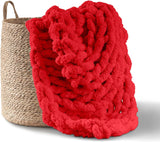 Chunky pătură tricotate, arunca, 100% mână tricotate cu jumbo chenille fire (127 X 152.4 Cm, gri liliac) Paturi si Cuverturi Adyrescia Roșu 50 "X60"