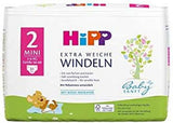 Scutece mini HiPP Babysanft mărimea 2 într-un pachet de 2 săptămâni (124 scutece)