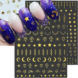 8 coli de autocolante pentru unghii cu stele și lună aurie, aripi de înger, autocolante pentru unghii bronzante, aurii, stele, folie de unghii, autocolante autoadezive pentru unghii, accesorii pentru design unghii, autocolante pentru unghii