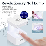 Modelones Kit pentru unghii și gel adeziv 500 buc. Set extensii unghii cu gel adeziv Kit unghii cu gel, adeziv unghii și mini lampă unghii acoperire completă vârfuri unghii presă pe Nail Art Studio Salon DIY