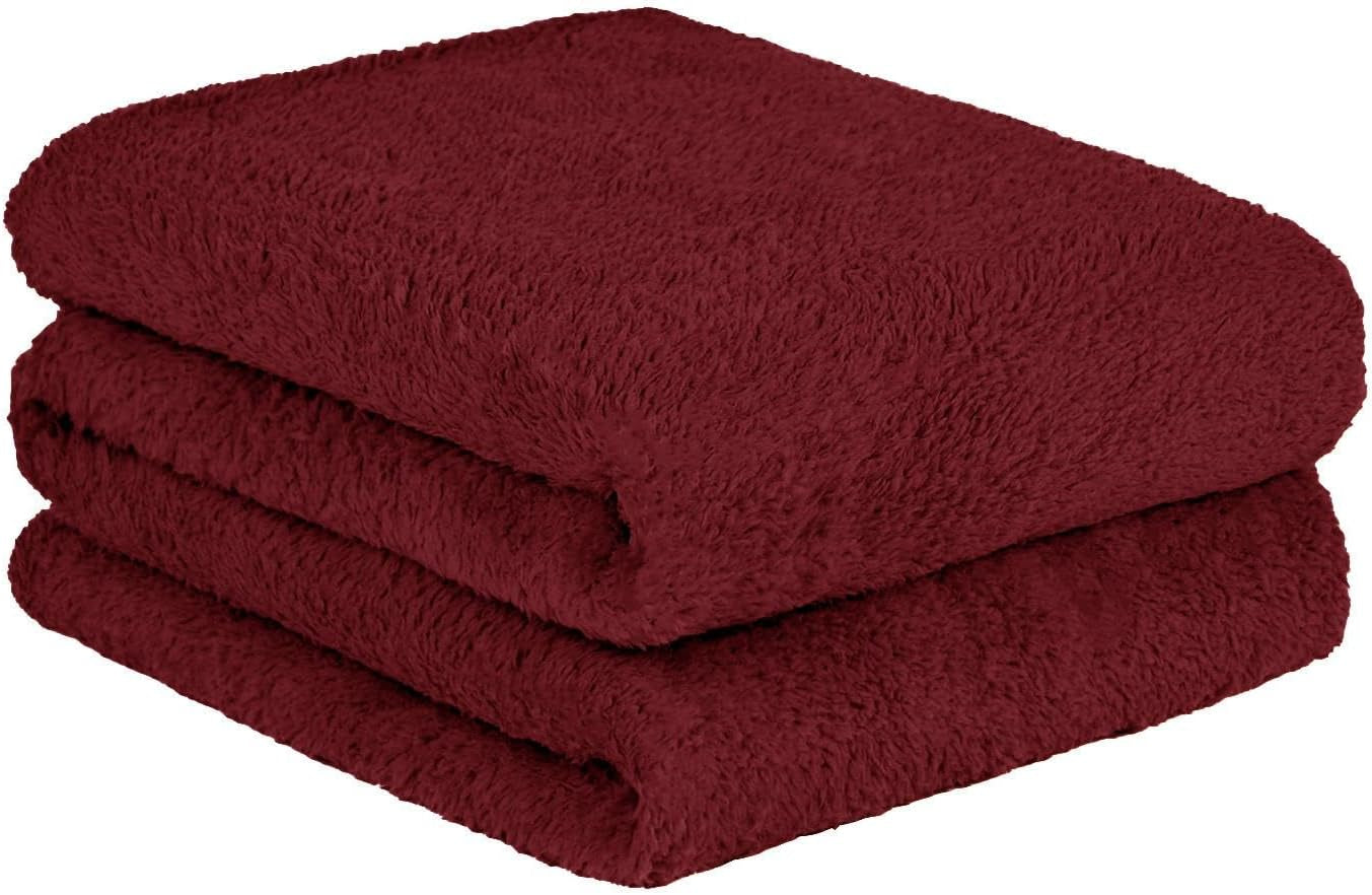 Brentford's Teddy Fleece Blanket, Pătură mare pentru pat, plușată, super moale, caldă, pentru canapea, pat, cuvertură de pat, negru - 150 X 200 Cm Paturi si Cuverturi Besuche den Brentfords-Store Vin roșu 125 X 150 Cm
