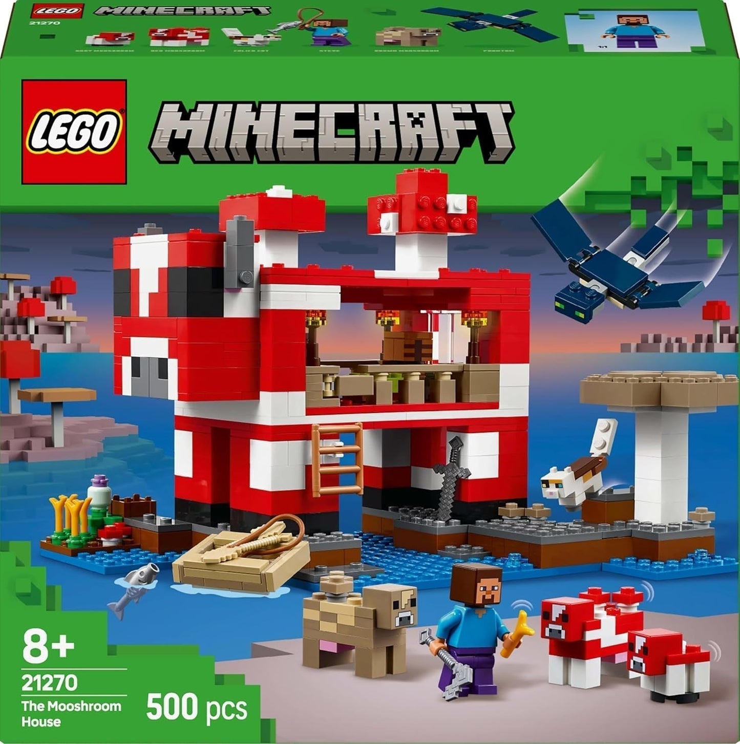 LEGO Minecraft The Mushroom Cow House, jucărie de construit pentru jocul video, model în țara ciupercilor cu minifigurine, Steve și alte personaje, set de joacă pentru băieți și fete de la 8 ani 21270 Seturi de constructie Besuche den LEGO-Store