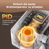 Espressor AMZCHEF cu 20 de bari, afișaj LED, spumator de lapte profesional și lance de abur din oțel inoxidabil, rezervor detașabil de 1,5 l, încălzire rapidă de 1350 W, alb