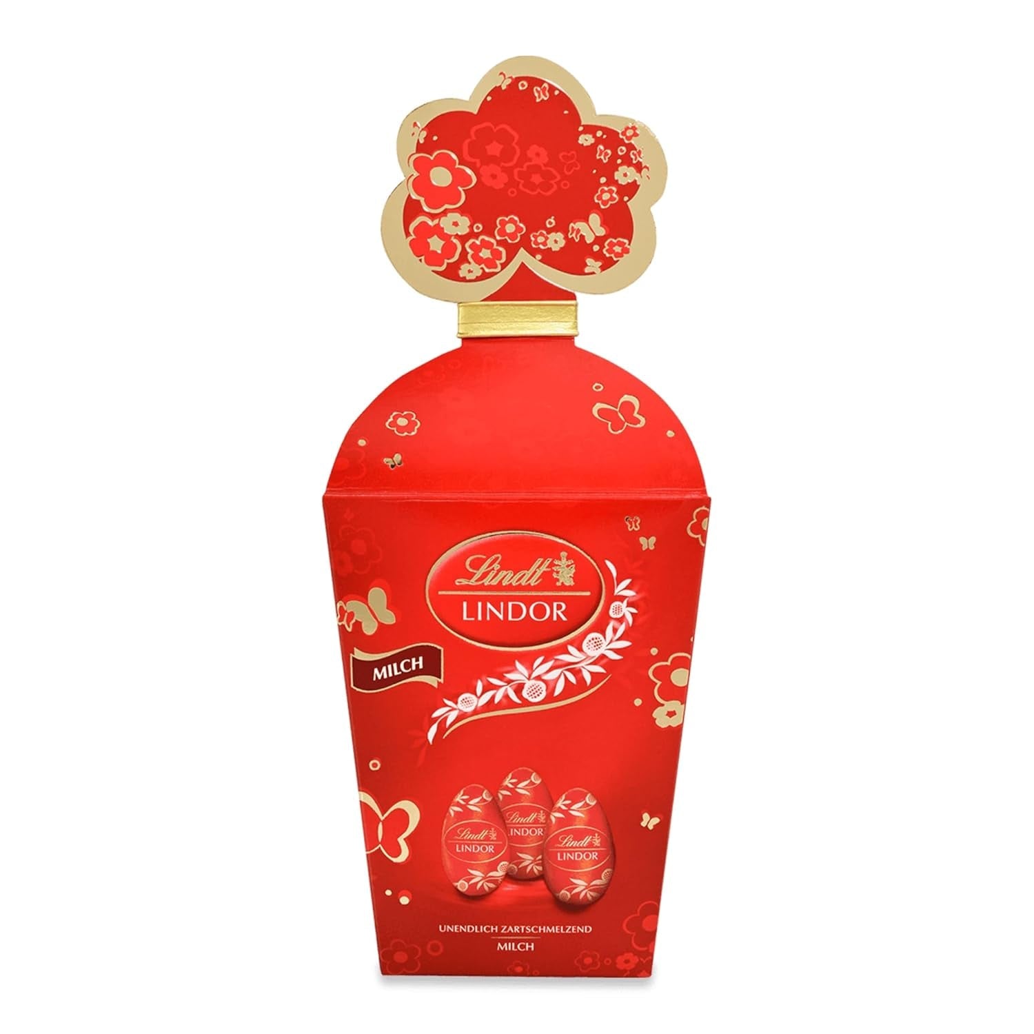 Mix de Paște Lindt Chocolate LINDOR | Casetă 144g | Ouă LINDOR care se topesc în gură în trei variante: Ciocolată cu lapte, Ciocolată neagră, Alune | Ciocolată de Paște | Cadou de ciocolată | 1 pachet