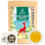 WEETEE Pliculețe de ceai verde, 100 bucăți Pliculețe de ceai verde, ceai verde pur, super antioxidant | Pliculețe resigilabile | Preparare fierbinte sau rece