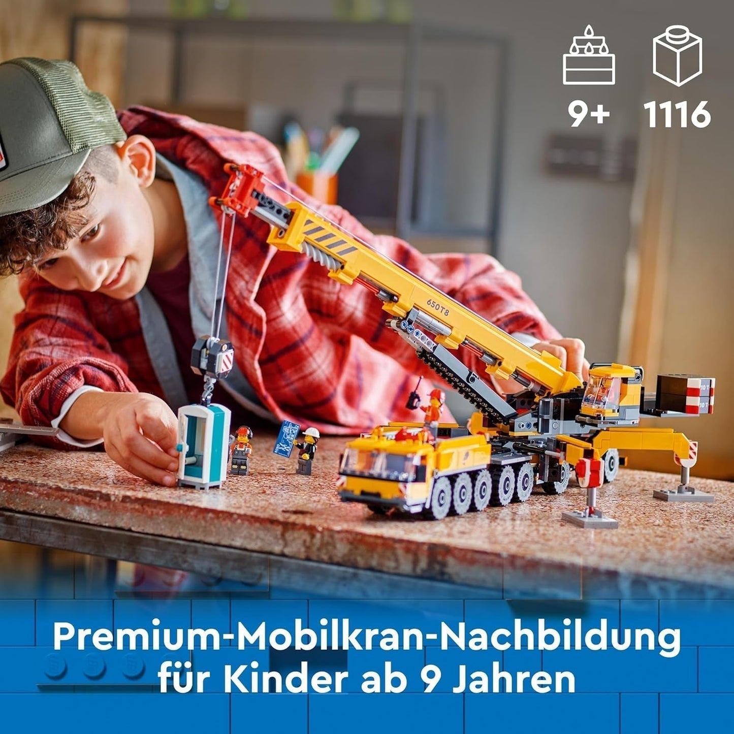 Macara mobilă de construcții LEGO City, jucărie de construcții pentru băieți și fete, cadou pentru copii creativi, braț lung extensibil, 4 minifigurine de muncitori în construcții pentru jocuri de rol 60409 Seturi de constructie Besuche den LEGO-Store