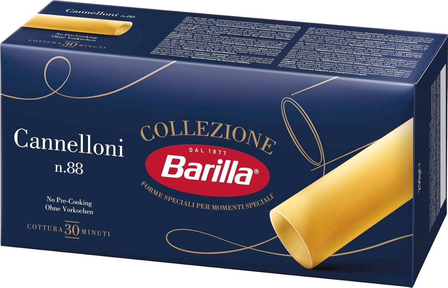 Barilla Collezione Cannelloni Paste din grâu dur de înaltă calitate, întotdeauna al dente, pachet de 12 (12 x 250 g)