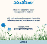Almo Nature Functional - Sterilizat - Hrană umedă pentru pisici adulte și mature, sterilizate sau mai puțin active - cu carne de vită - conținut scăzut de grăsimi, hidratantă - 70 g (pachet de 30)