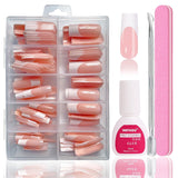 Set unghii false balerină - 240 bucăți unghii false roz liliac delicat, unghii false cu acoperire completă pentru lipire, set vârfuri unghii false pentru manichiură și artă unghii pentru femei și fete (roz lavandă)