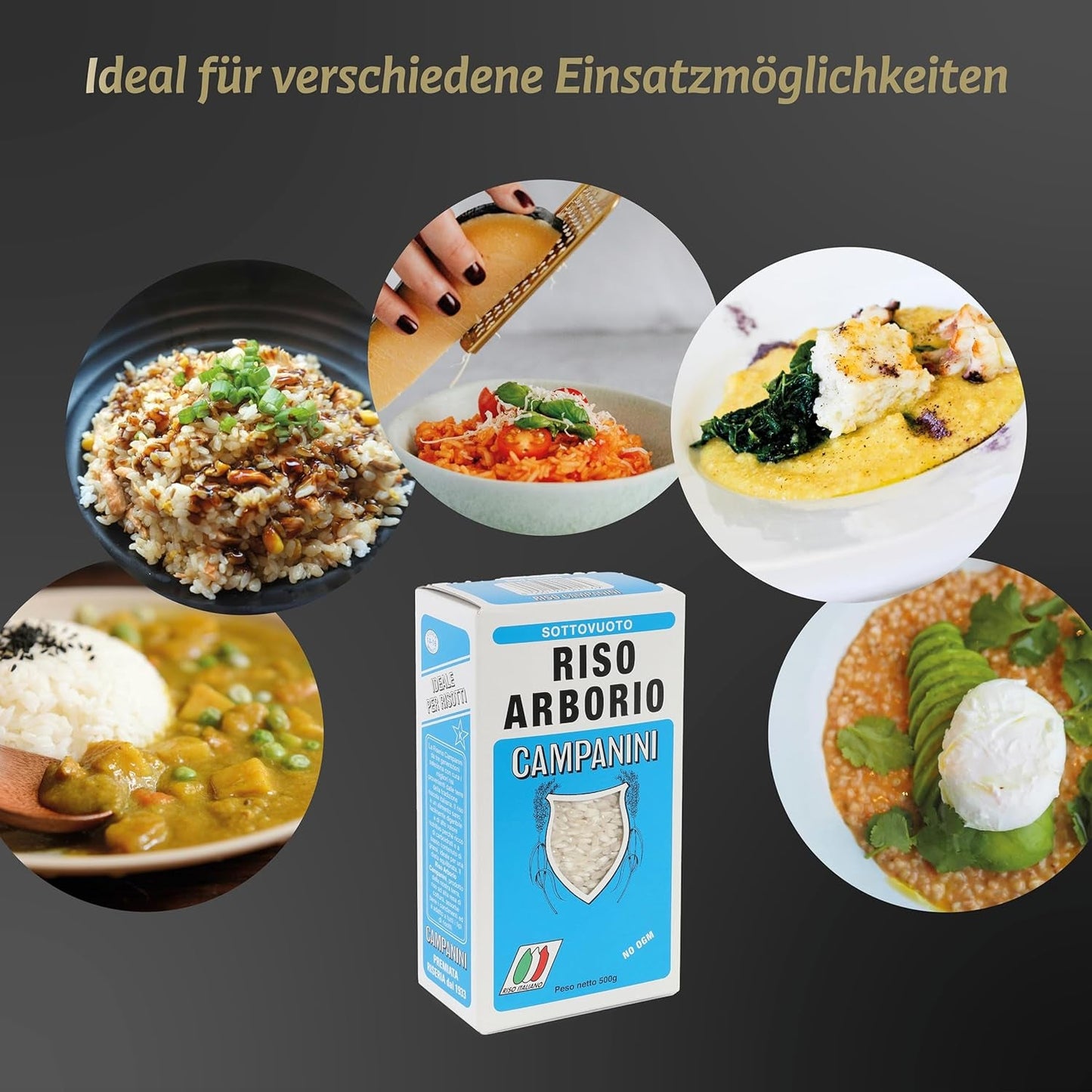 ‎Risera Campanini Orez Risotto 500 g – Orez Risotto din Italia, Orez Riso Arborio, Risotto cremos